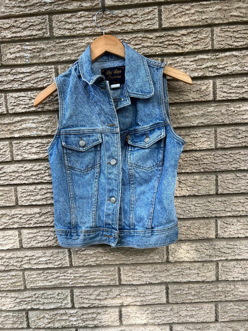Vintage Denim Sleeveless Button-Up Vest Tank M 100% Cotton